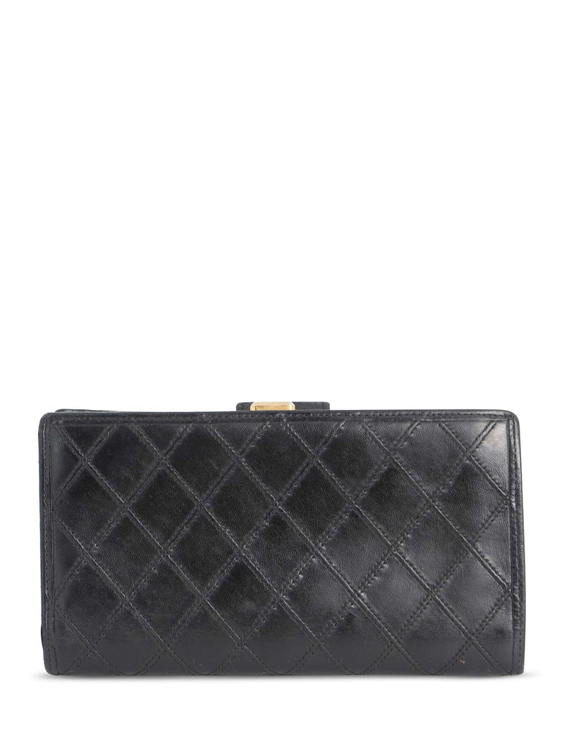 CHANEL CC Logo Quilted Leather Kiss Lock Wallet on Chain Black