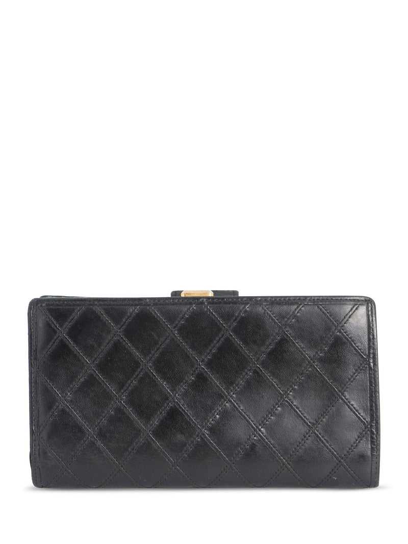 CHANEL CC Logo Quilted Leather Kiss Lock Wallet on Chain Black-designer resale