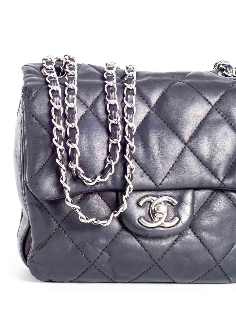 Chanel Navy Lambskin Quilted Square Mini Flap Crossbody Bag For