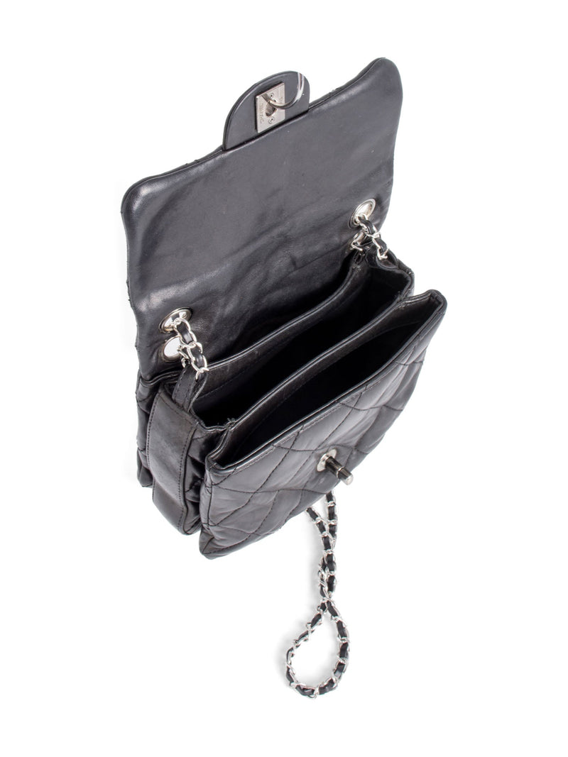 CHANEL CC Logo Quilted Leather Mini Flap Messenger Bag Black-designer resale