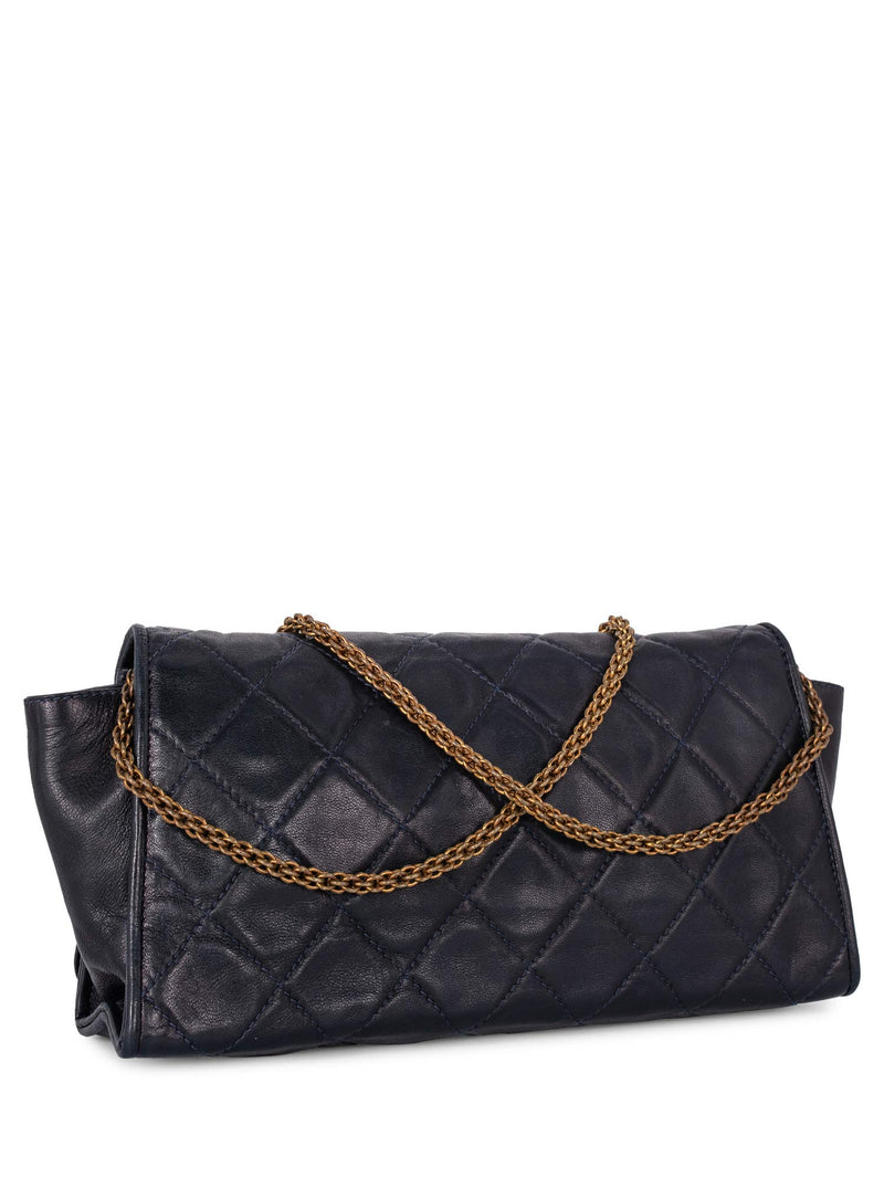 CHANEL CC Logo Quilted Leather Mini Flap Messenger Bag Navy Blue-designer resale
