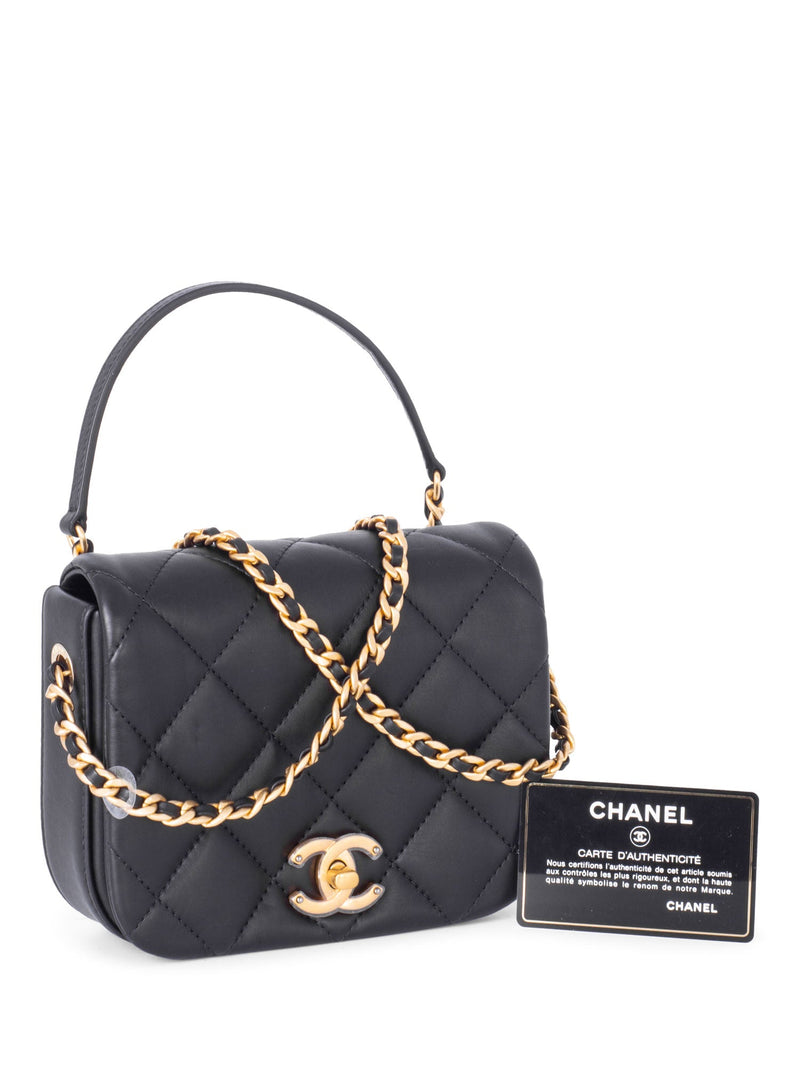 CHANEL CC Logo Quilted Leather Mini Square Bag Black