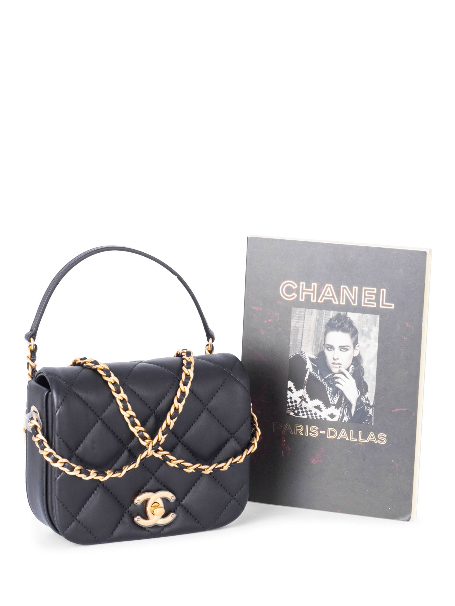 CHANEL CC Logo Quilted Leather Mini Square Bag Black-designer resale