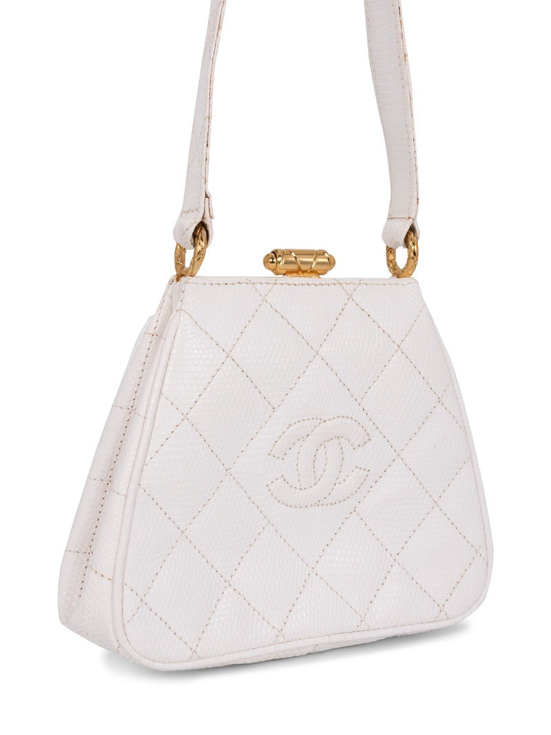 CHANEL CC Logo Quilted Mini Kelly Bag White