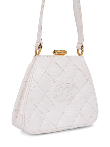 CHANEL CC Logo Quilted Mini Kelly Bag White-designer resale