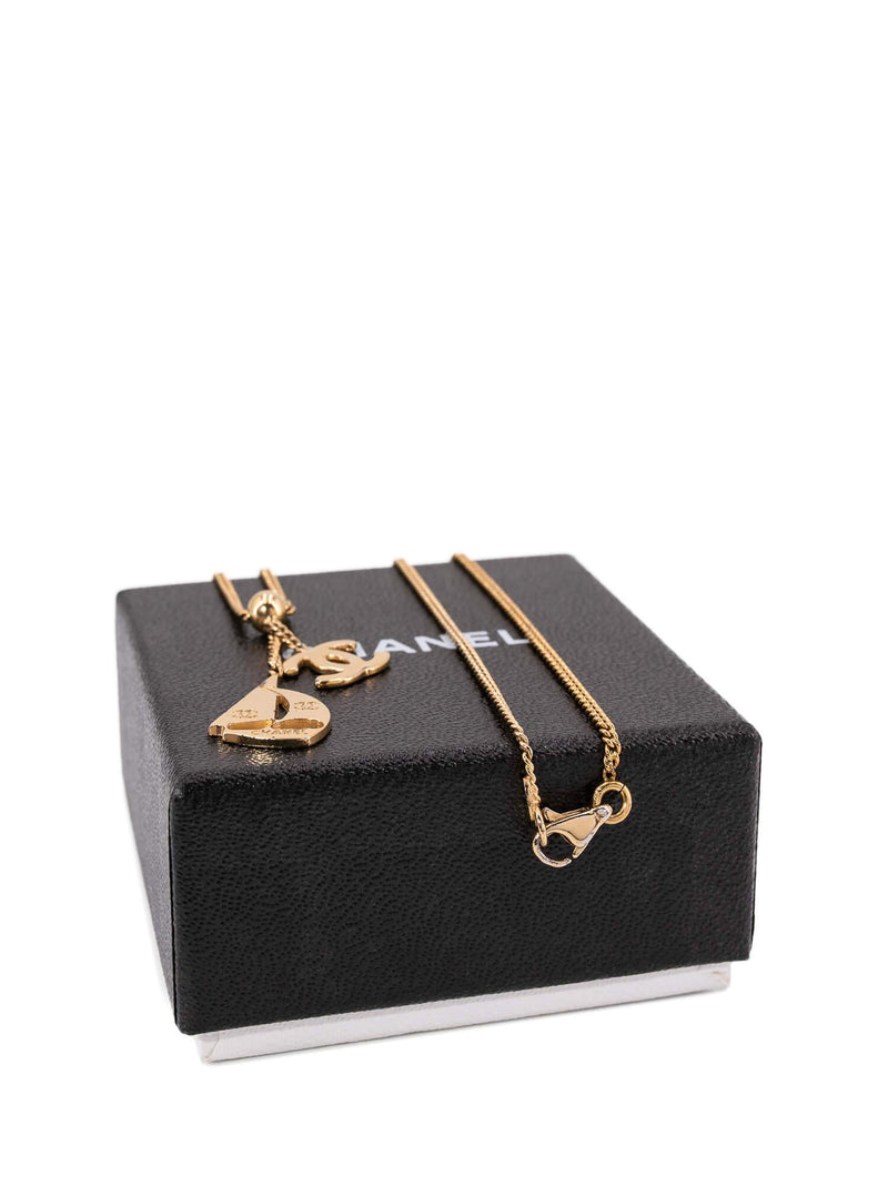 CHANEL CC Logo Sailboat Charm Necklace Gold-designer resale