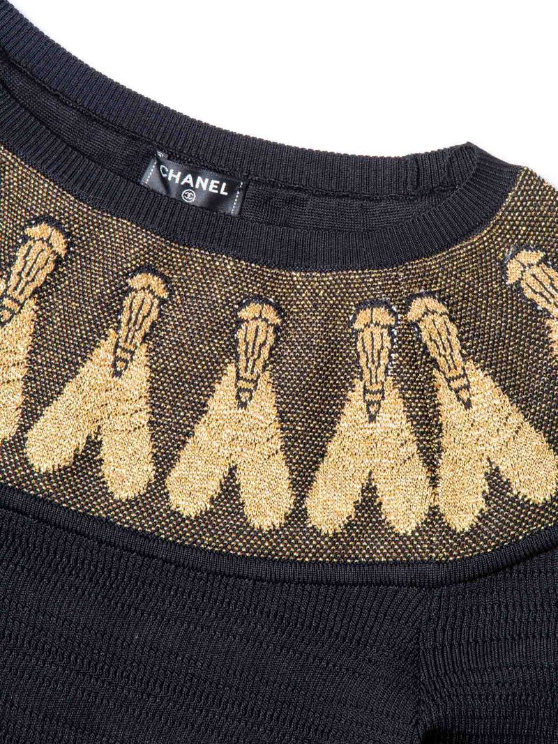 CHANEL CC Logo Scarab Beetle Knit Sweater Black-designer resale