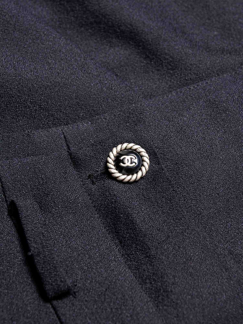 CHANEL CC Logo Silk Pleated Shorts Black-designer resale