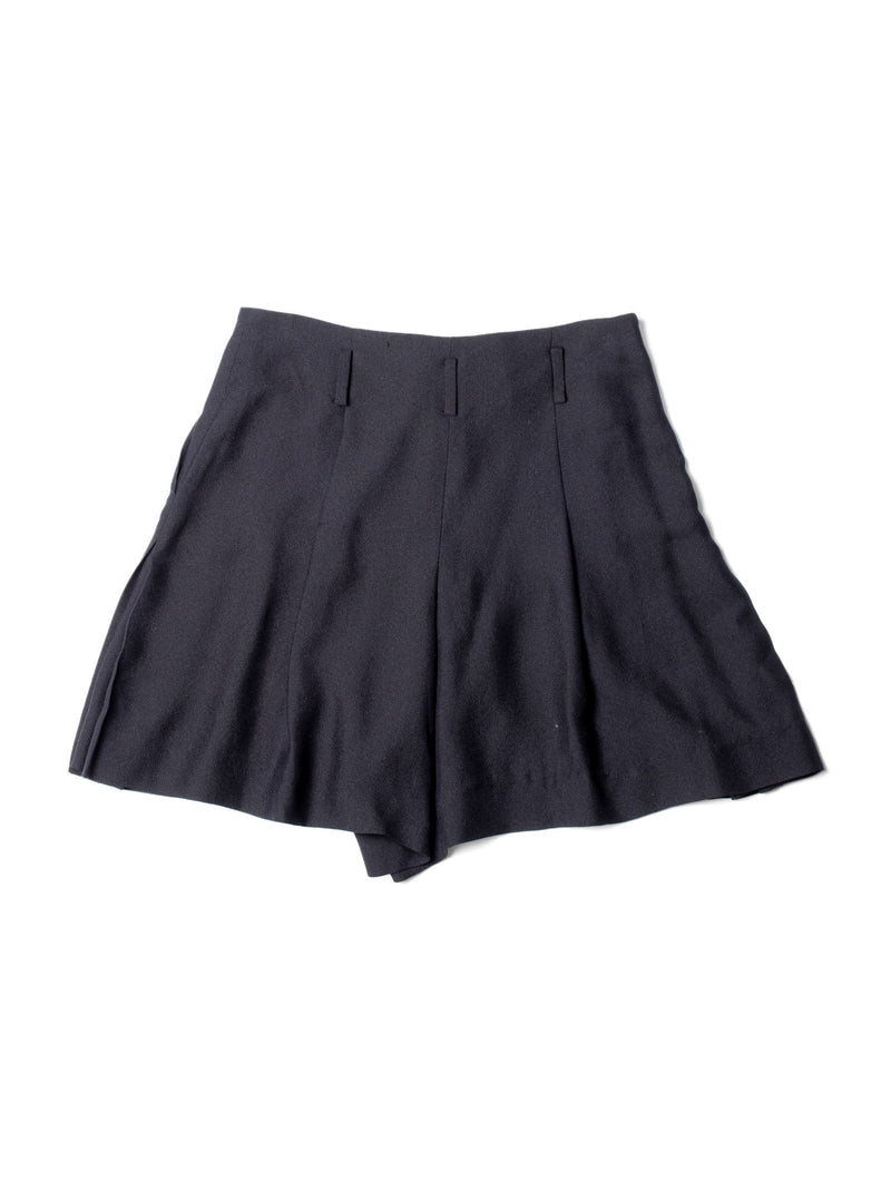 CHANEL CC Logo Silk Pleated Shorts Black-designer resale