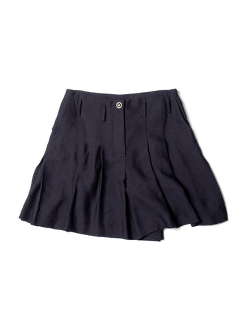 CHANEL CC Logo Silk Pleated Shorts Black-designer resale