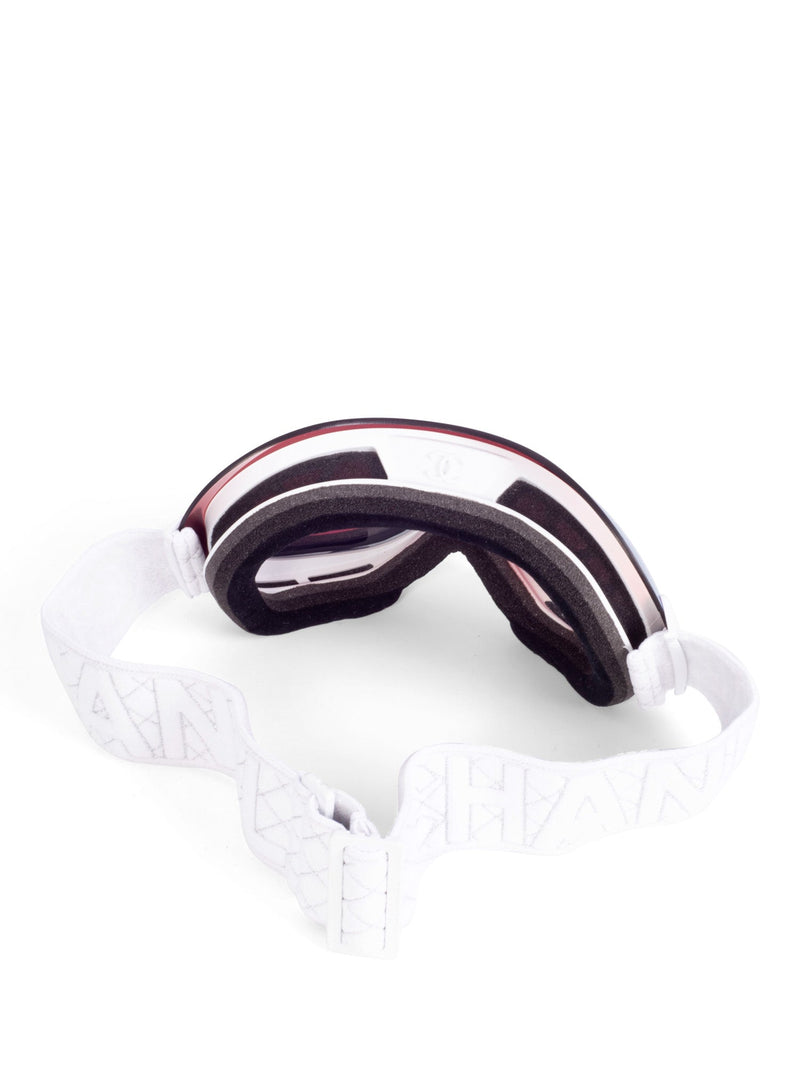 CHANEL CC Logo Ski Goggles with Quilted Leather Clutch Black-designer resale