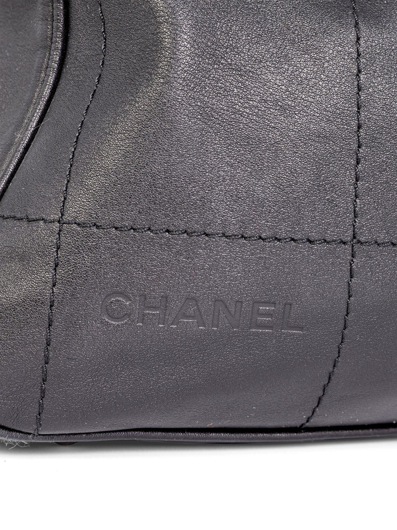 CHANEL CC Logo Soft Quilted Leather Duffle Shoulder Bag Black-designer resale