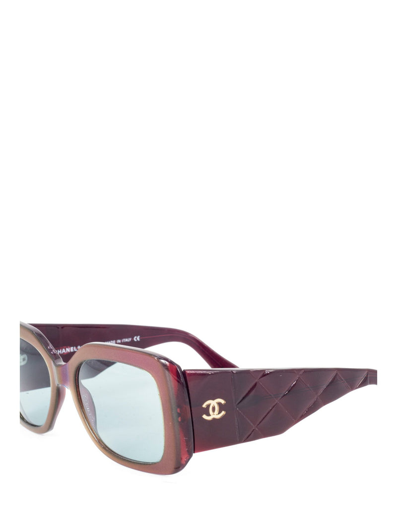 CHANEL CC Logo Square Sunglasses Blue Red