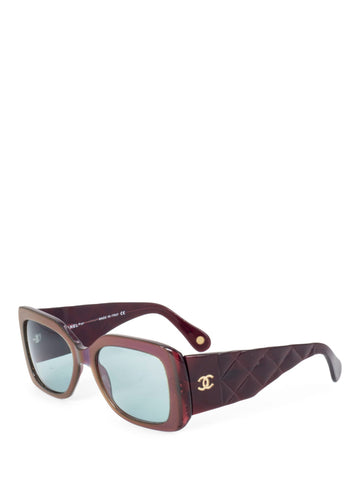 CHANEL CC Logo Square Sunglasses Blue Red-designer resale