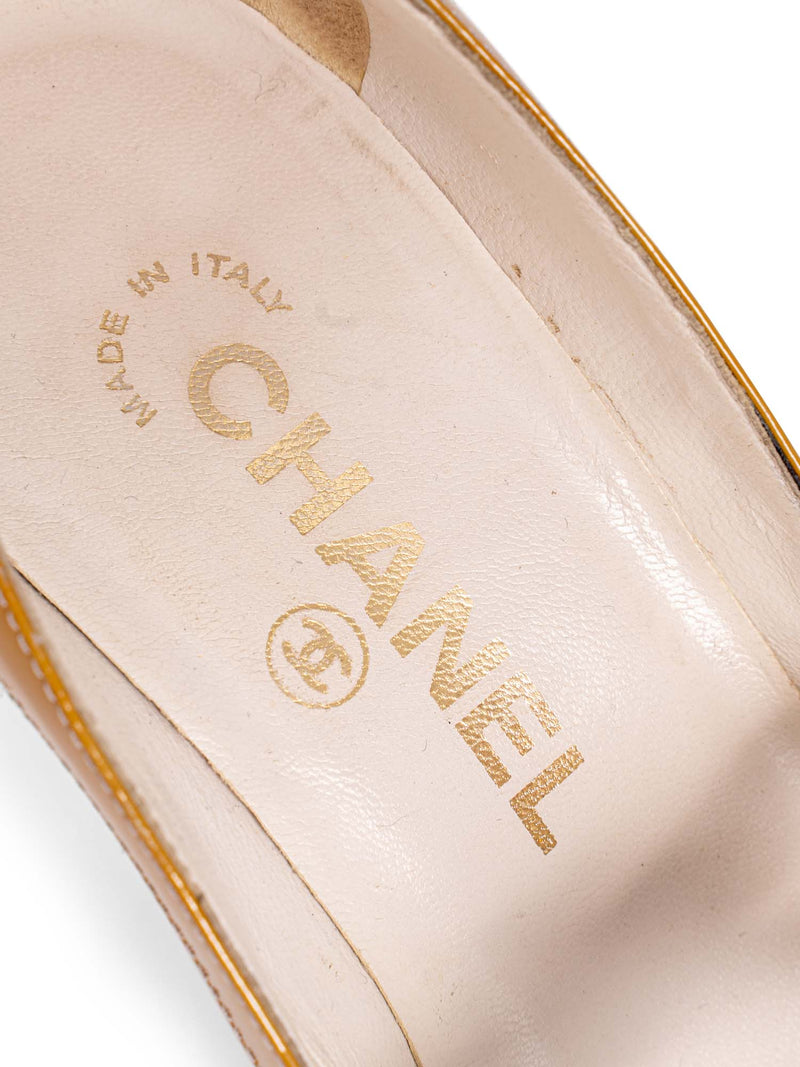 CHANEL CC Logo Suede Leather Pumps Grey Yellow-designer resale