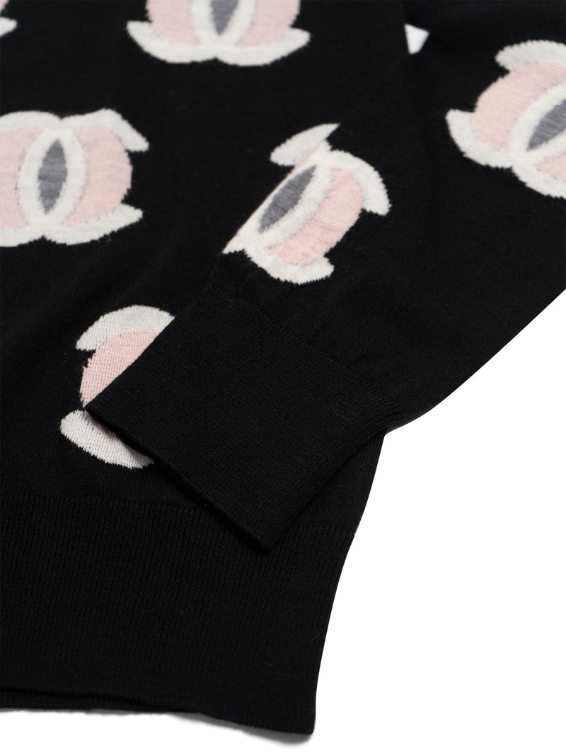 CHANEL CC Logo Turtleneck Sweater Black Pink-designer resale