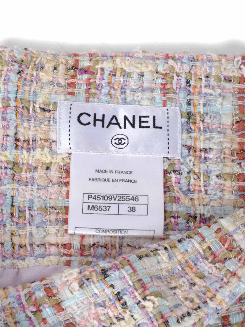 CHANEL CC Logo Tweed A-Line Skirt Multicolor-designer resale