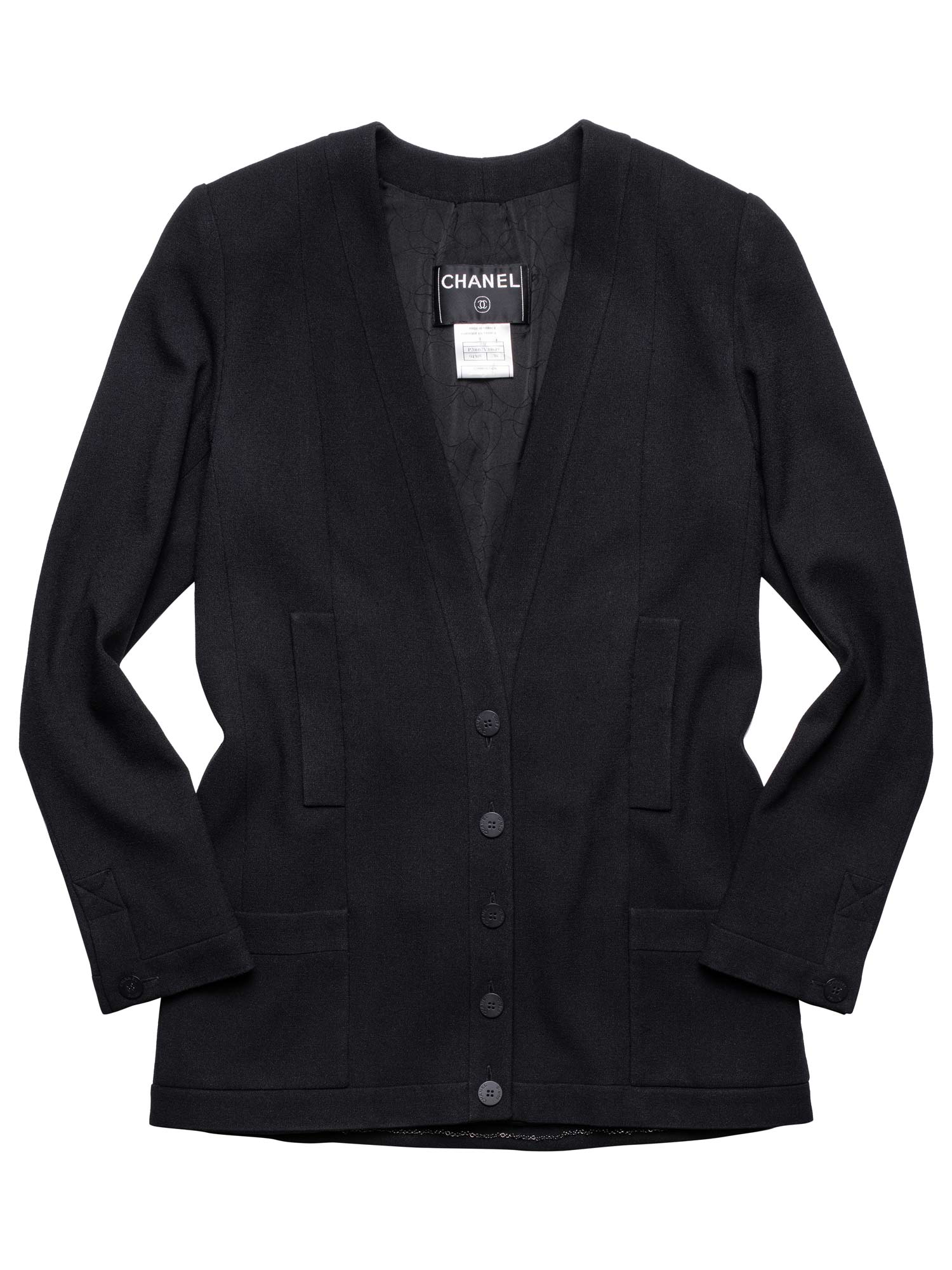 CHANEL CC Logo Tweed Fitted Jacket Black-designer resale