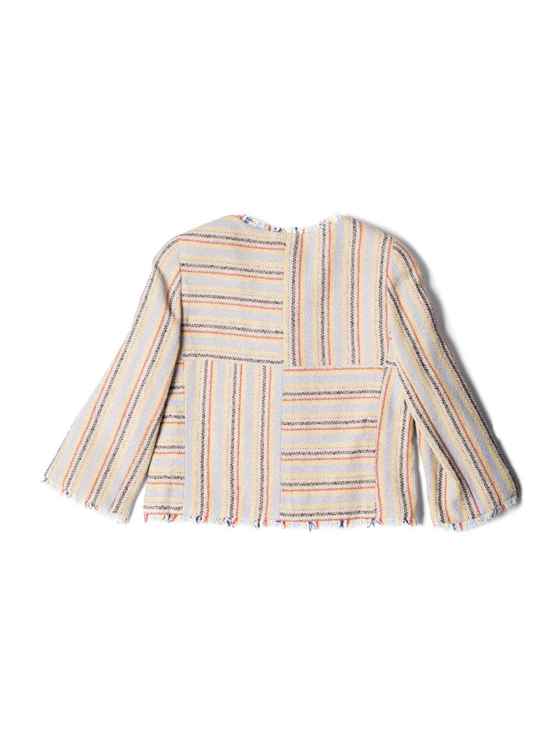 CHANEL CC Logo Tweed Fringy Fitted Jacket Beige-designer resale