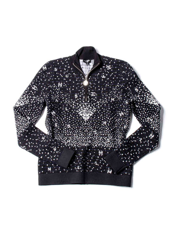 CHANEL CC Logo Wool N5 Sweater Black White-designer resale