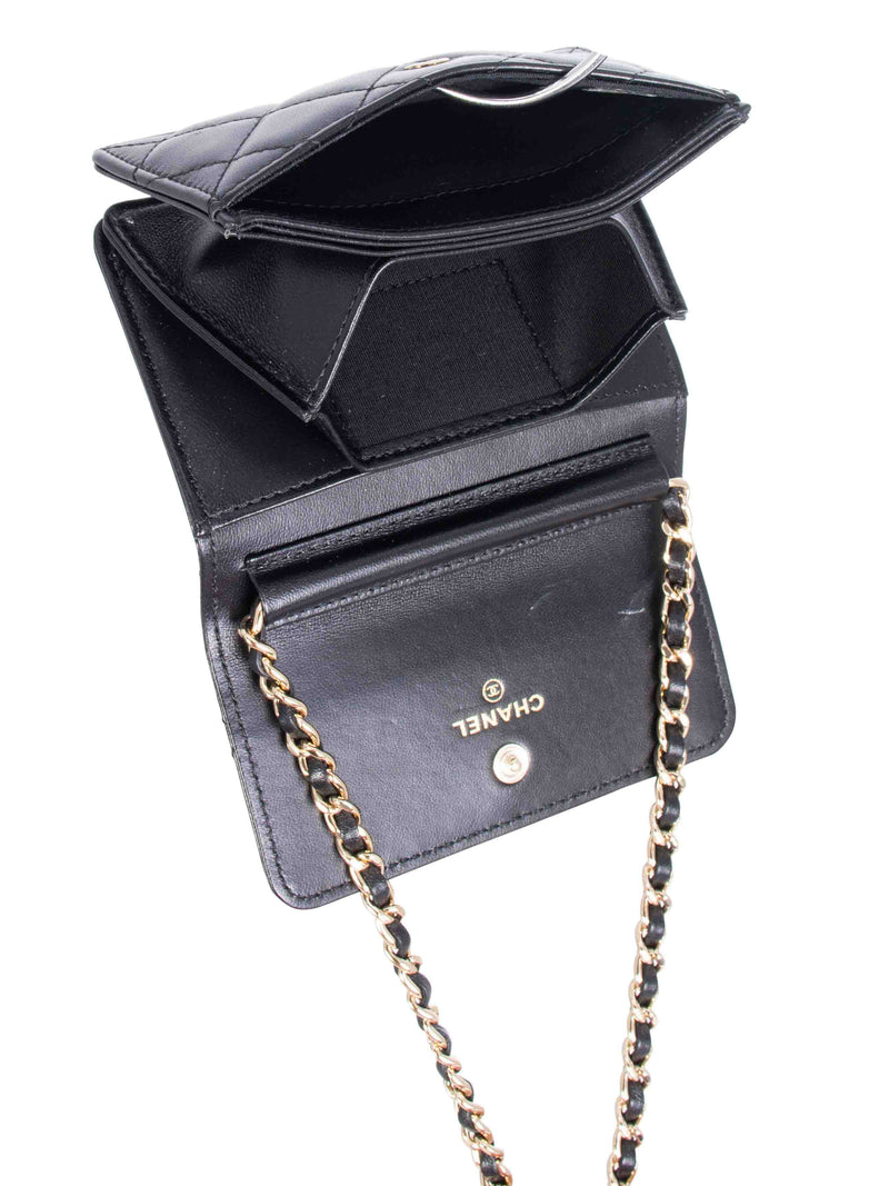 CHANEL CC Quilted Leather Mini Camellia Flap Messenger Bag Black-designer resale
