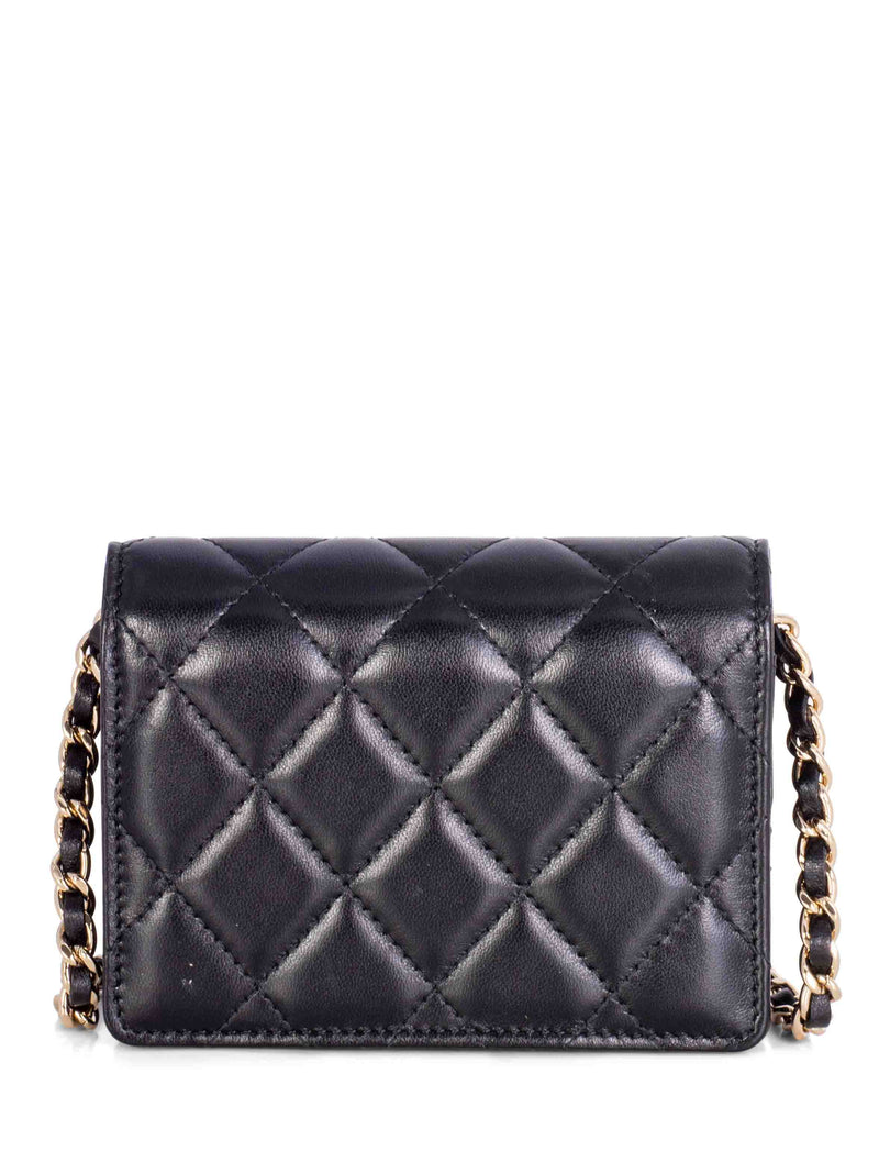 CHANEL Quilted Leather Camellia Phone Messenger Bag Black