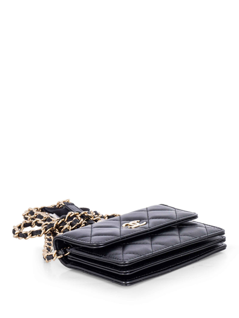 Classic wallet on chain - Lambskin & silver-tone metal, black — Fashion