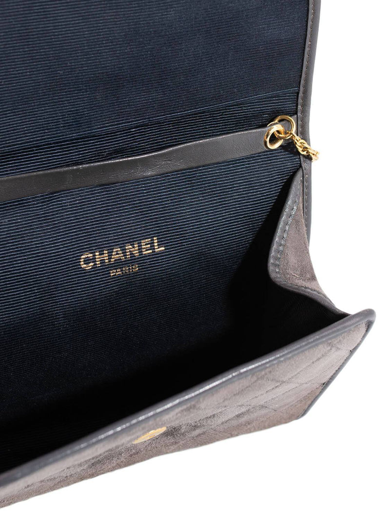 CHANEL CC Suede Quilted Wallet On Chain Taupe-designer resale