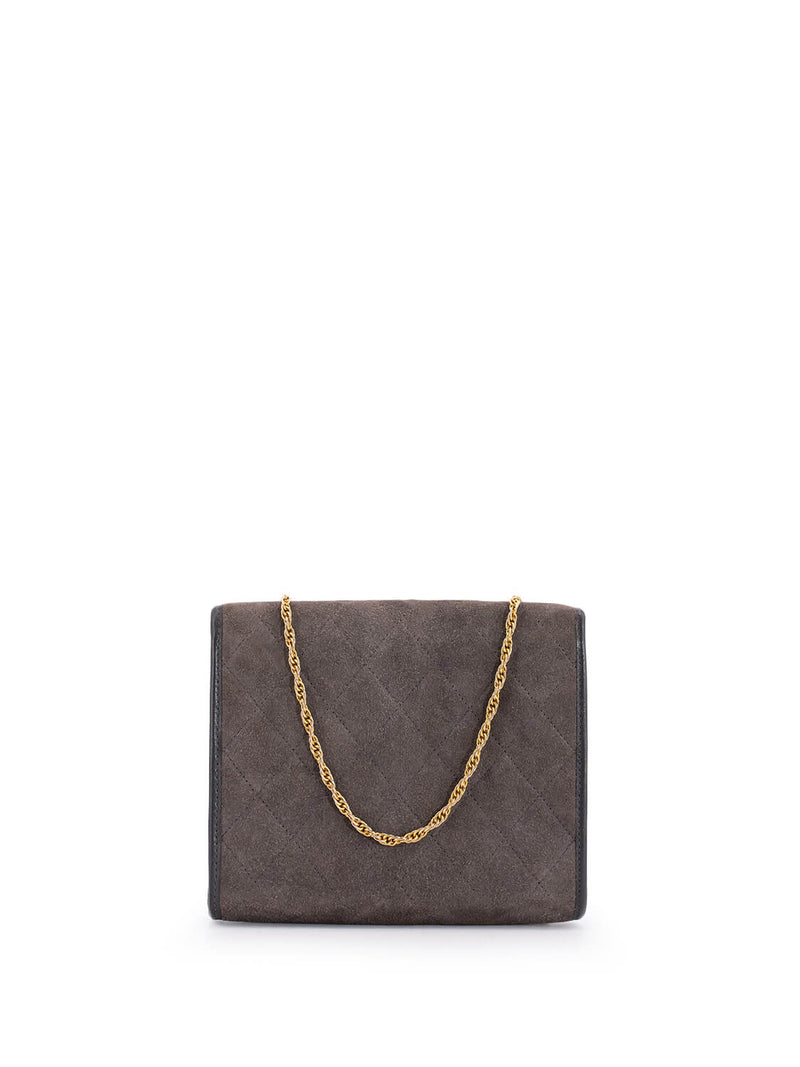 CHANEL CC Suede Quilted Wallet On Chain Taupe-designer resale