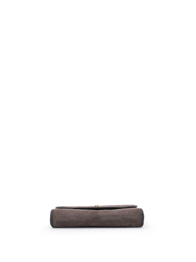 CHANEL CC Suede Quilted Wallet On Chain Taupe-designer resale