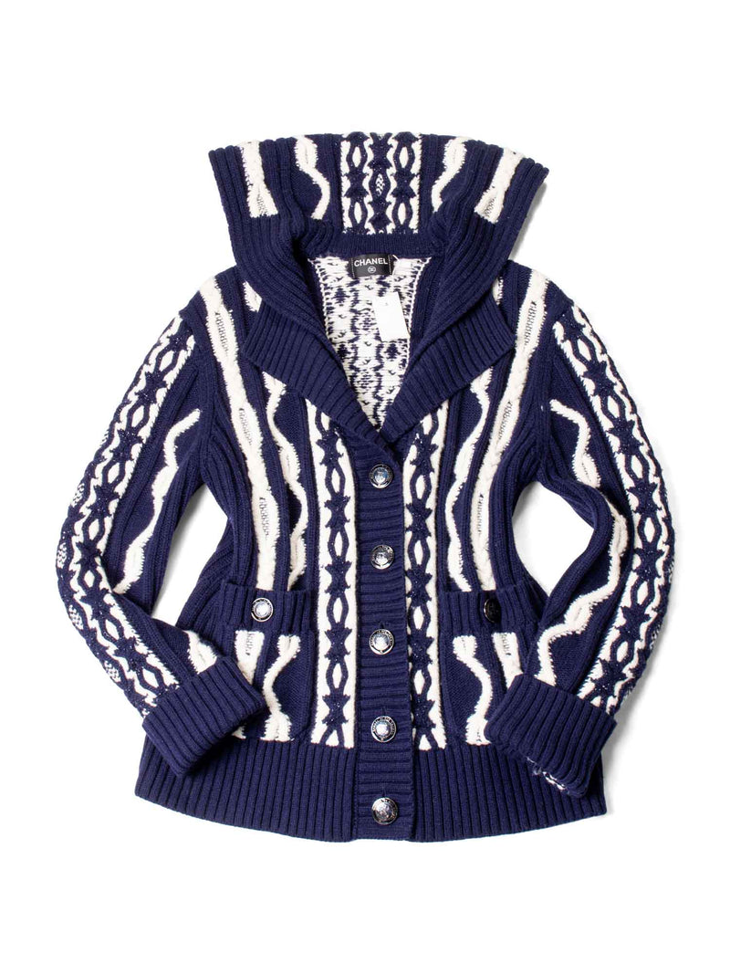Chanel blue and white cardigan outlet
