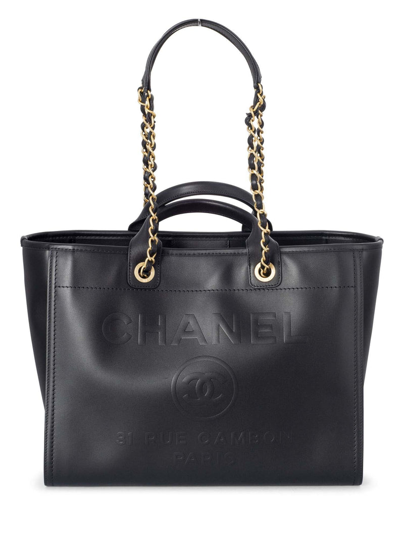 Chanel Deauville Canvas & Leather Chain Bag 2-way Black Gold Champagne  Hardware - Tabita Bags – Tabita Bags with Love