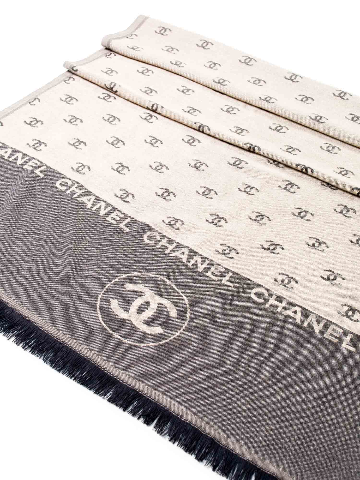 CHANEL Cashmere CC Logo Fringe Shawl Brown-designer resale