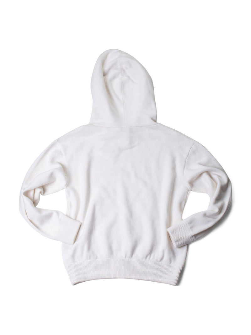 CHANEL Cashmere CC Logo La Pausa Hooded Oversized Sweater White