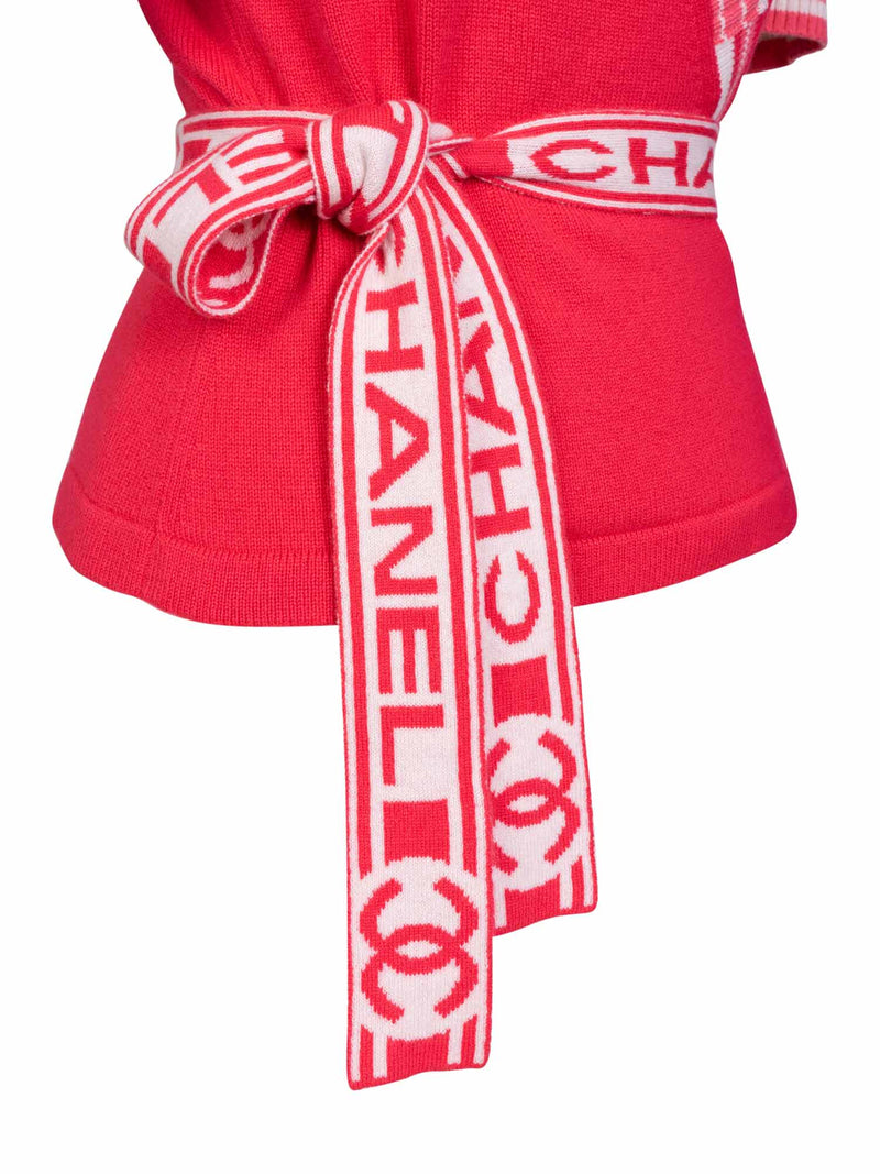 CHANEL Cashmere CC Logo Wrap Sweater Pink-designer resale