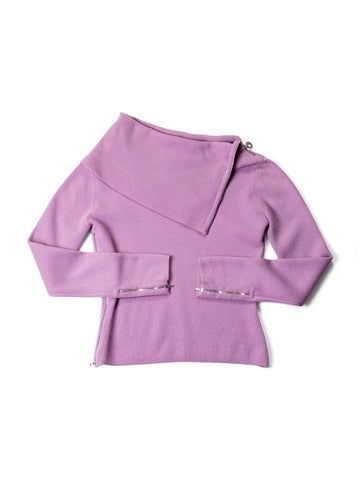 CHANEL Cashmere Zipper Sweater Lavender-designer resale