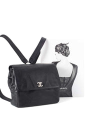 CHANEL Caviar CC Backpack Black 1210049
