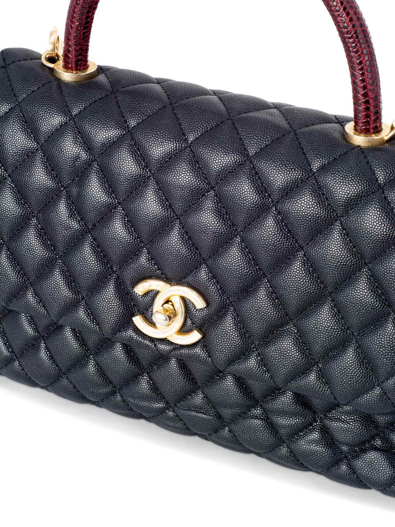 CHANEL Caviar Coco Top Handle Medium Flap Bag