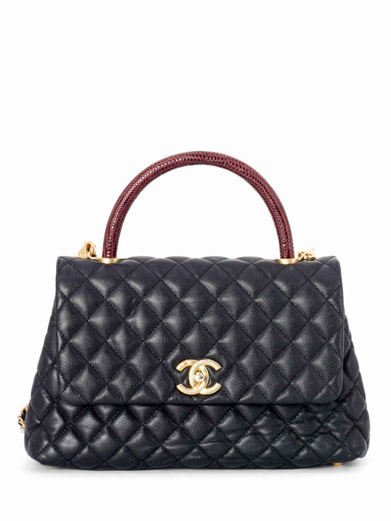 Chanel Coco Extra Mini Top Handle Iridescent Caviar Leather Crossbody Bag Light Blue