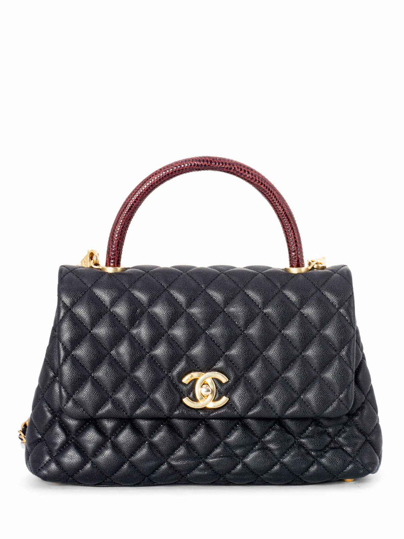 CHANEL Caviar Coco Top Handle Medium Flap Bag - Main Image