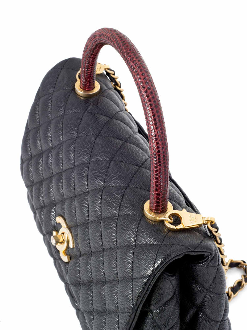 CHANEL Caviar Coco Top Handle Medium Flap Bag