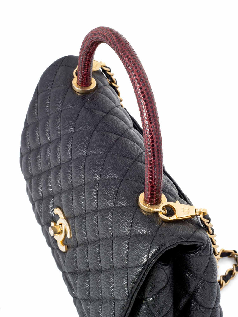 CHANEL Caviar Coco Top Handle Medium Flap Bag-designer resale