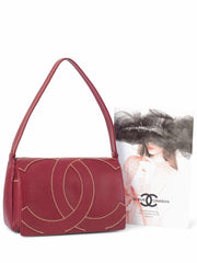 Chanel Red CC Caviar Chain Shoulder Bag Dark red Leather ref.891131 - Joli  Closet