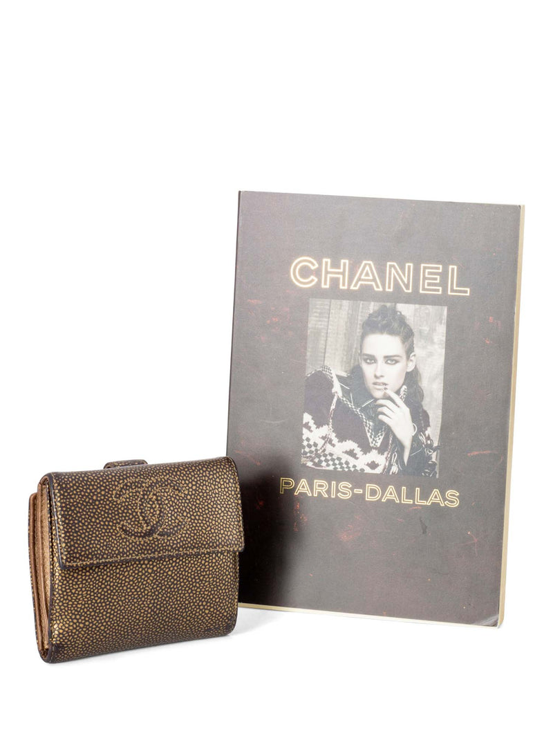 CHANEL Caviar Leather CC Logo Timeless Bifold Wallet Brown-designer resale