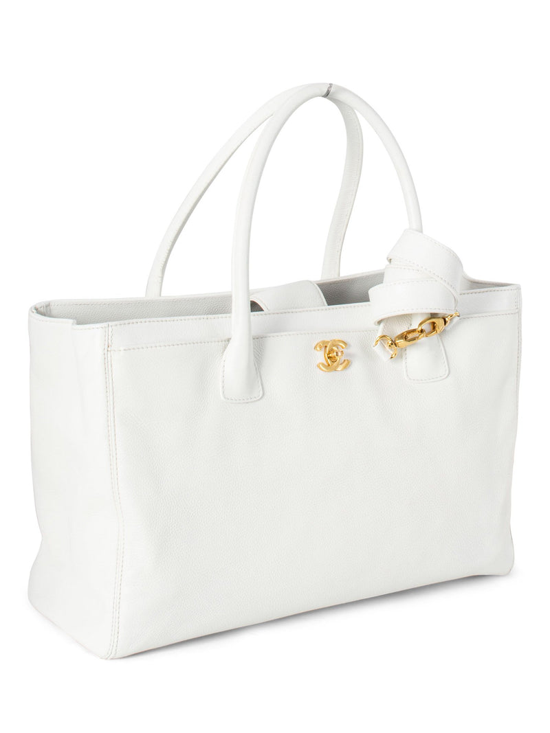 CHANEL WHITE CAVIAR Cerf XL Executive Shopper Tote Bag Gold