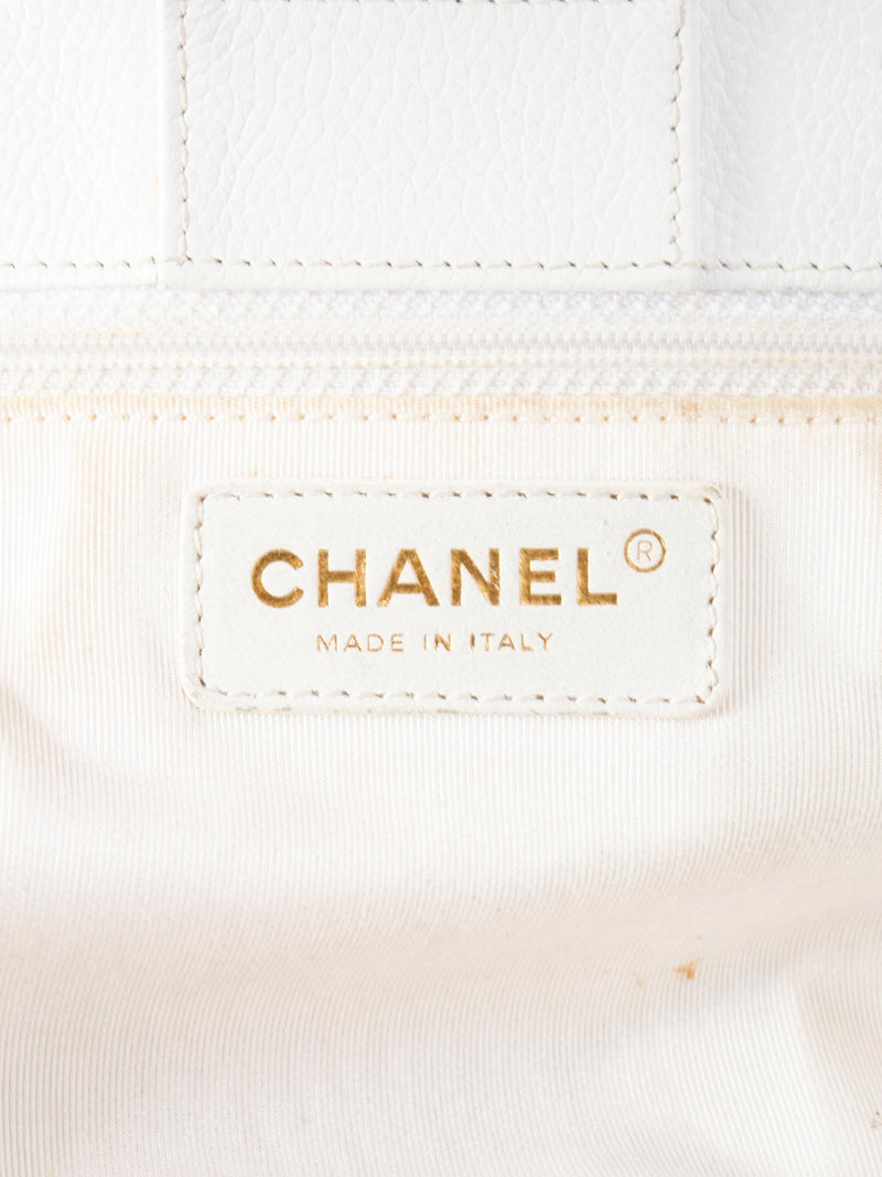 CHANEL Caviar Leather Cerf Executive Shopper Tote White-designer resale