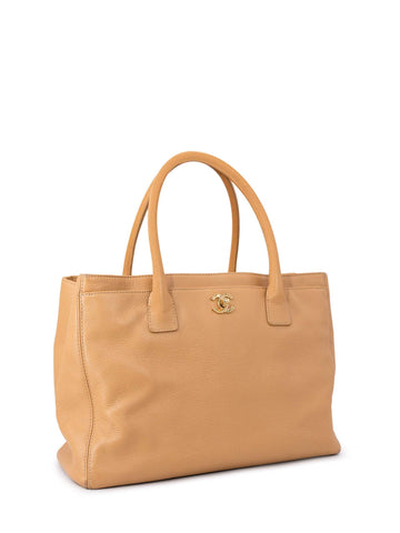 CHANEL Caviar Leather Cerf Shopper Bag Beige-designer resale