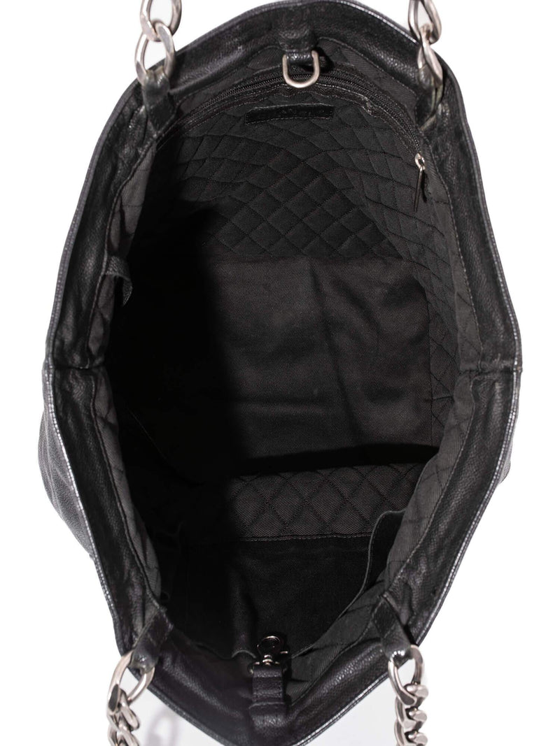 CHANEL Caviar Leather Large CC Logo Shopper Bag Black-designer resale
