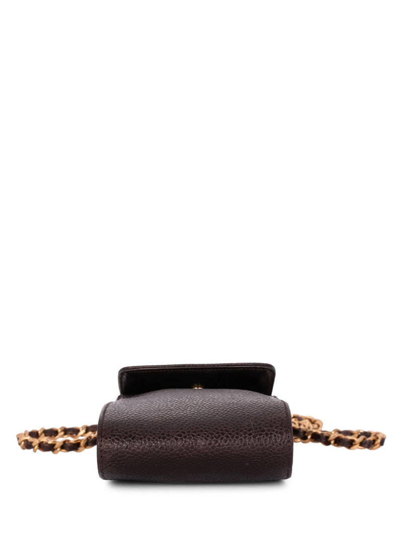 CHANEL Caviar Leather Phone Messenger Bag Brown-designer resale