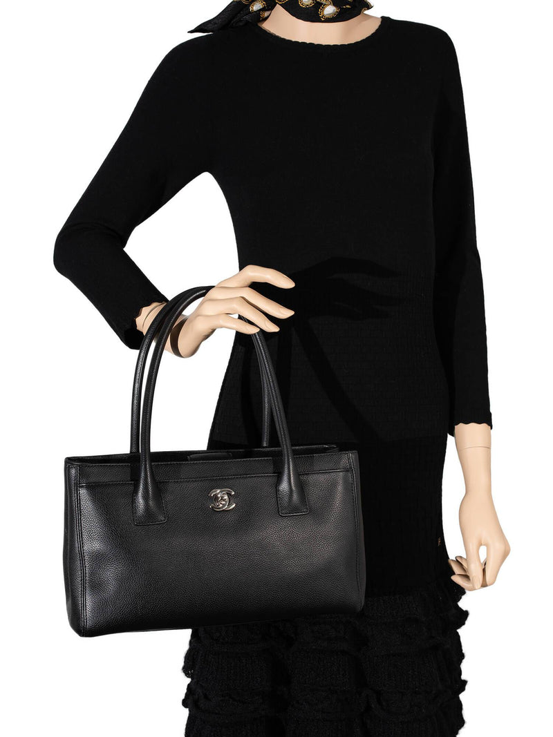 CHANEL Caviar Leather Small Cerf Shopper Bag Black-designer resale